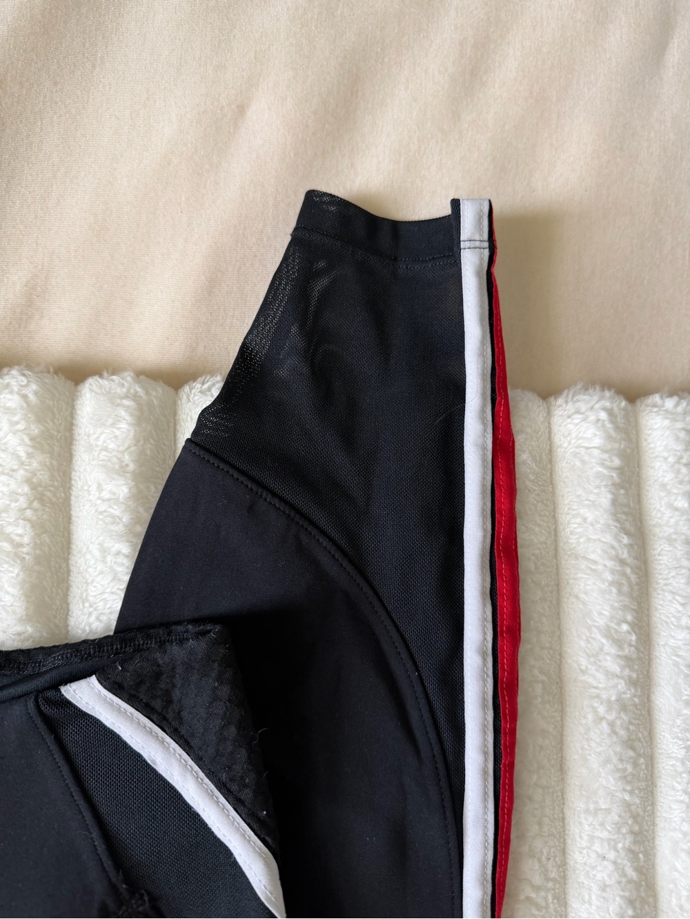Nike Black Leggings with Red & White Side Stripes - Picture 3 of 10
